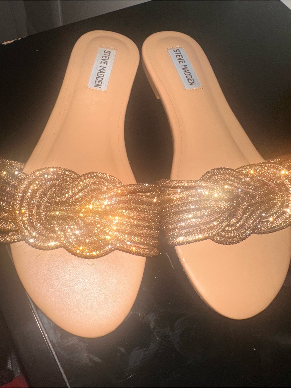 Steve Madden Gold Braided Beaded Slide Mules